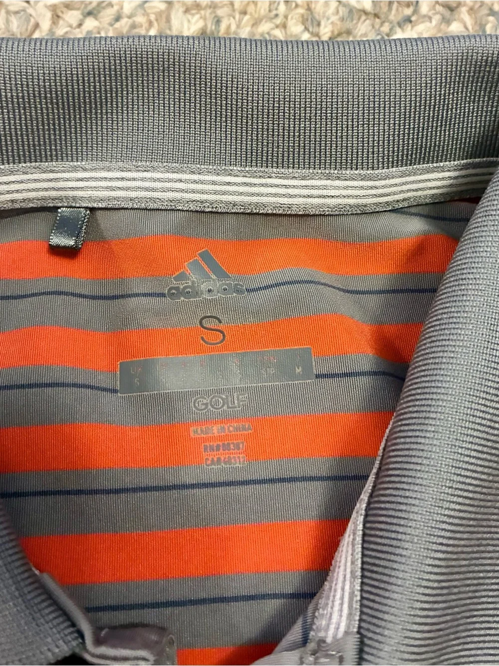 adidas Men’s Orange & Gray Striped Golf Polo